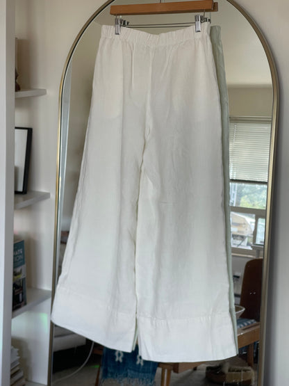 LA RELAXED Linen Simple Pant in WHITE - ( select size )