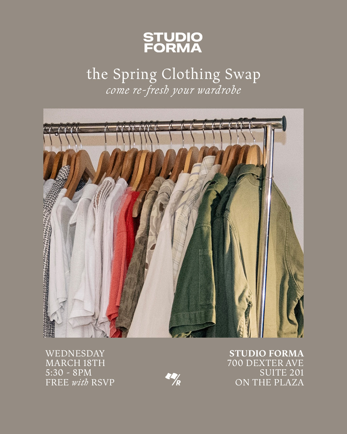 the Spring Clothing Swap at Studio Forma - March 18th