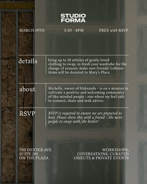 the Spring Clothing Swap at Studio Forma - March 19th