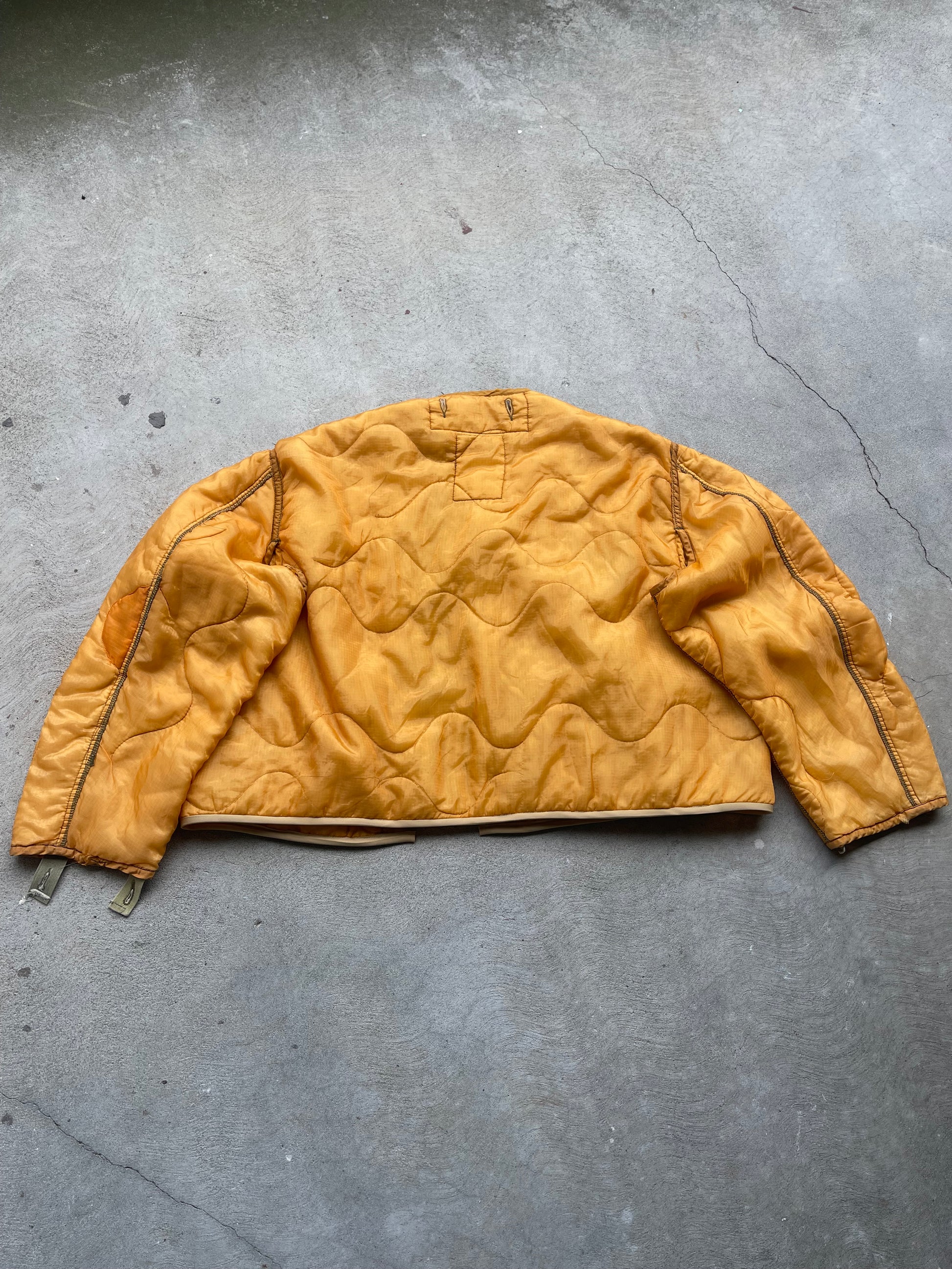 Vintage REWORKED Military Liner CROP Jacket ( GOLDEN ) - L