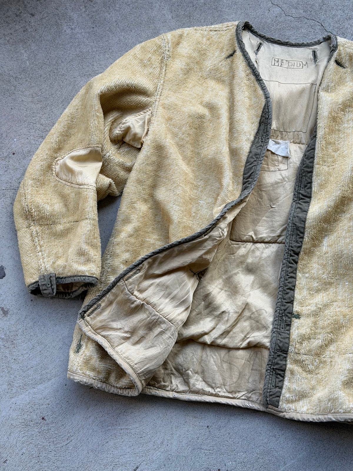Vintage Reworked Military Frieze Liner ( TAN + CHECK ) - M