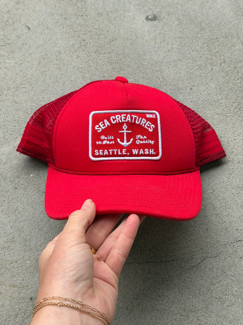 "Sea Creatures" Trucker Hat in Red - OS