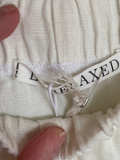 LA RELAXED Linen Simple Pant in WHITE - ( select size )