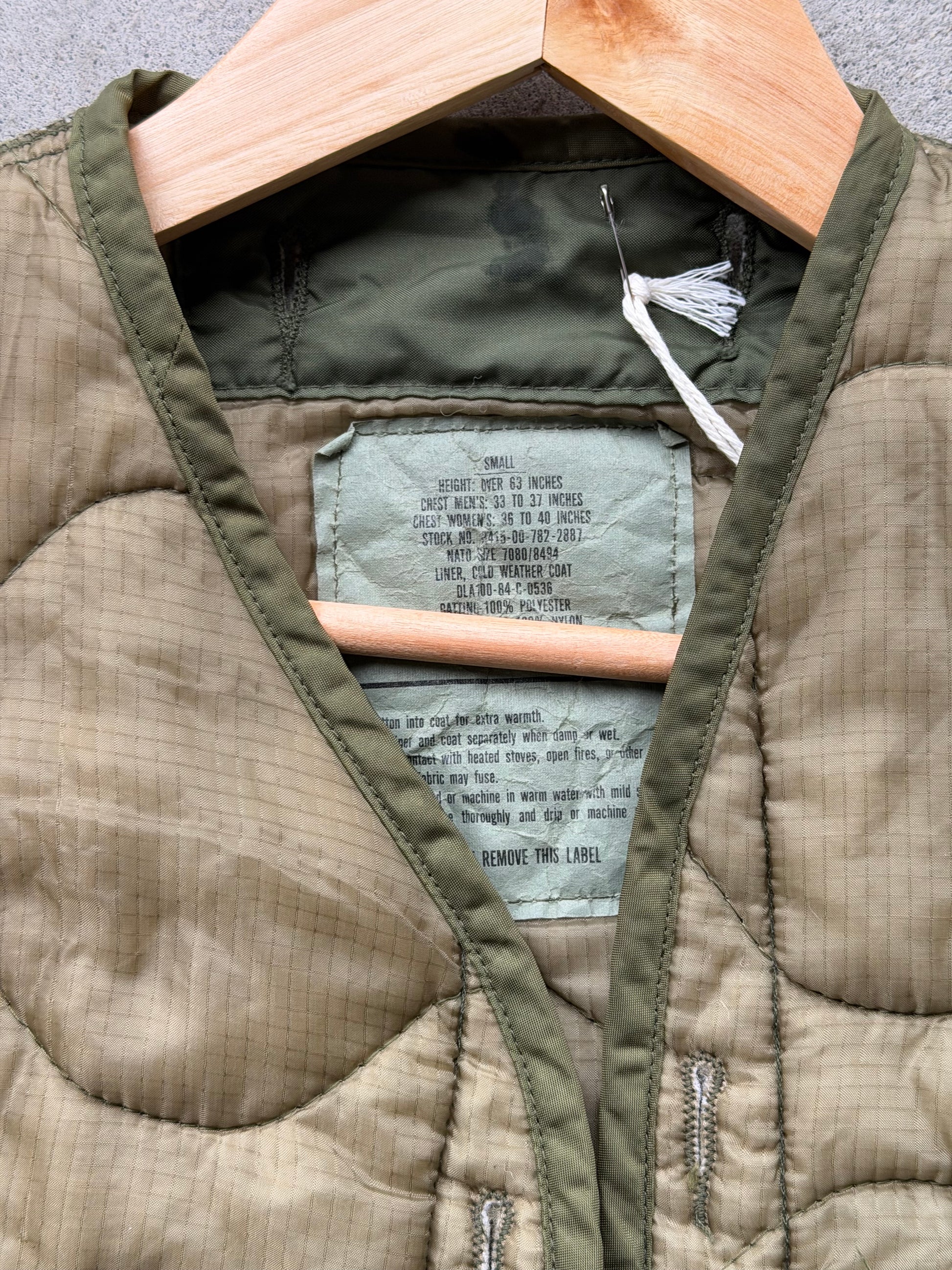 Vintage REWORKED Military Liner CROP Jacket ( OLIVE GREEN ) -S