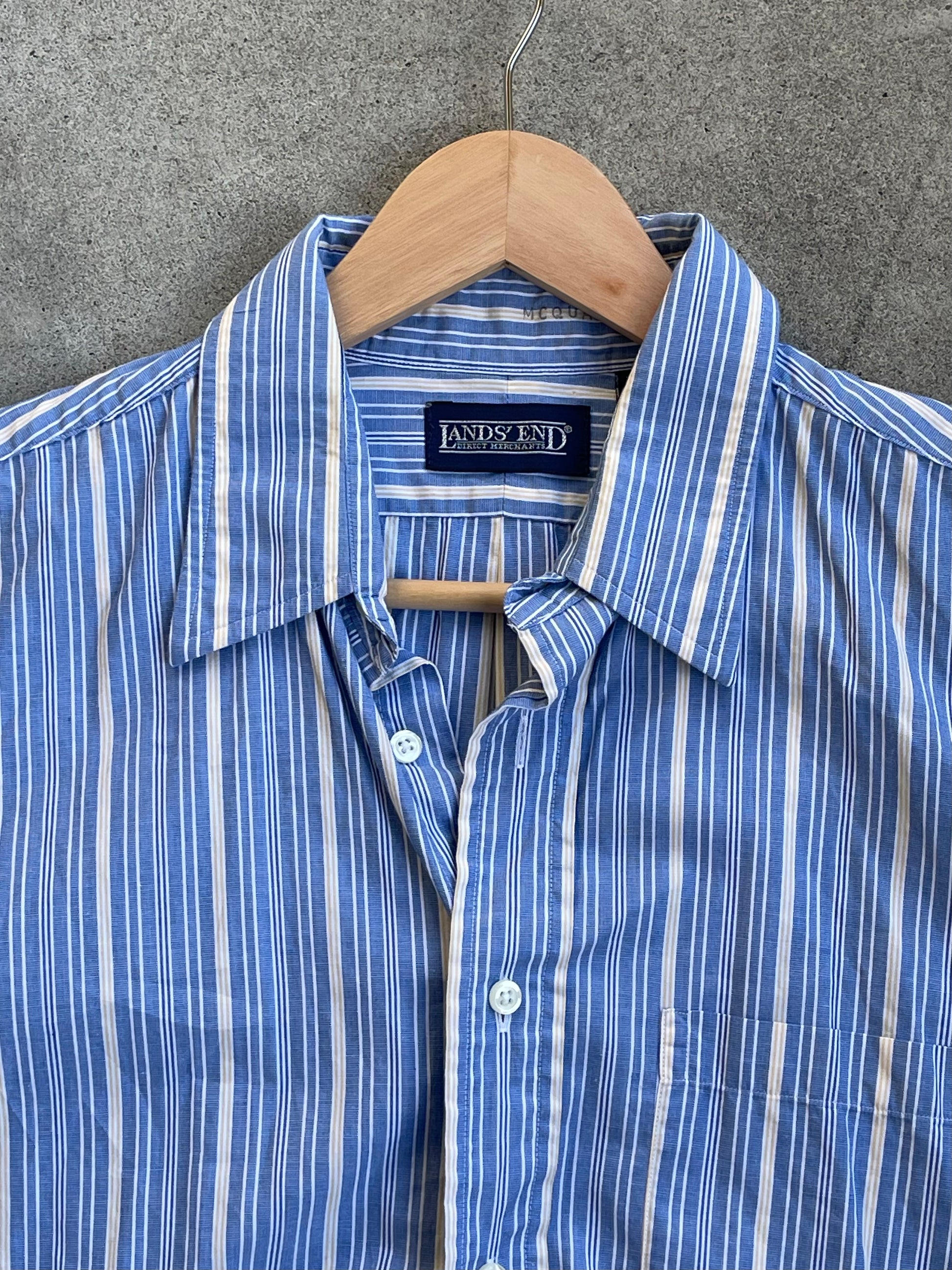 Vintage Land's End Button Up ( BLUE STRIPE ) - M/L