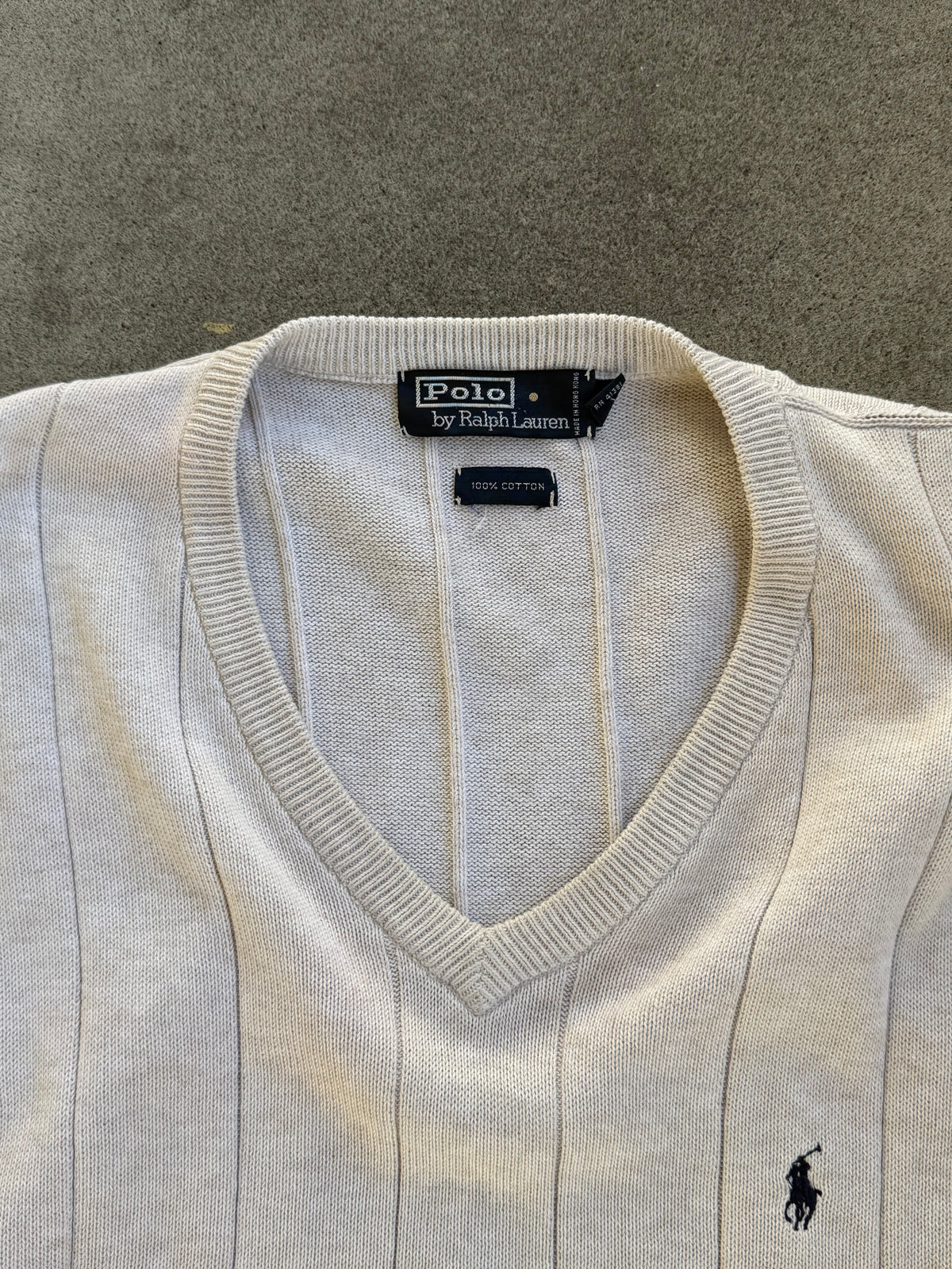 Vintage RL Knit Sweater Vest in LIGHT STONE - XL