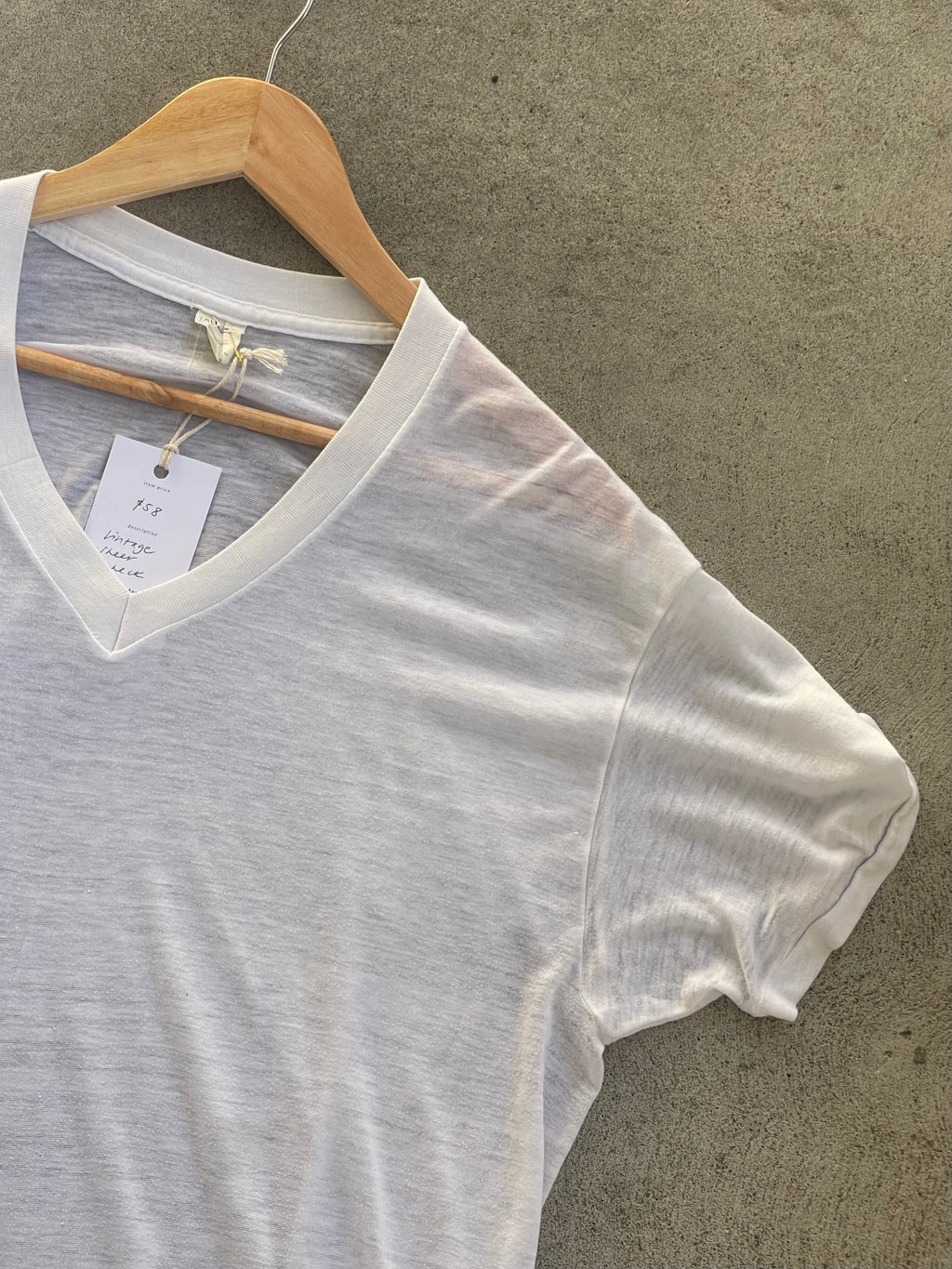 Vintage Paper Thin V-Neck Tee - OS