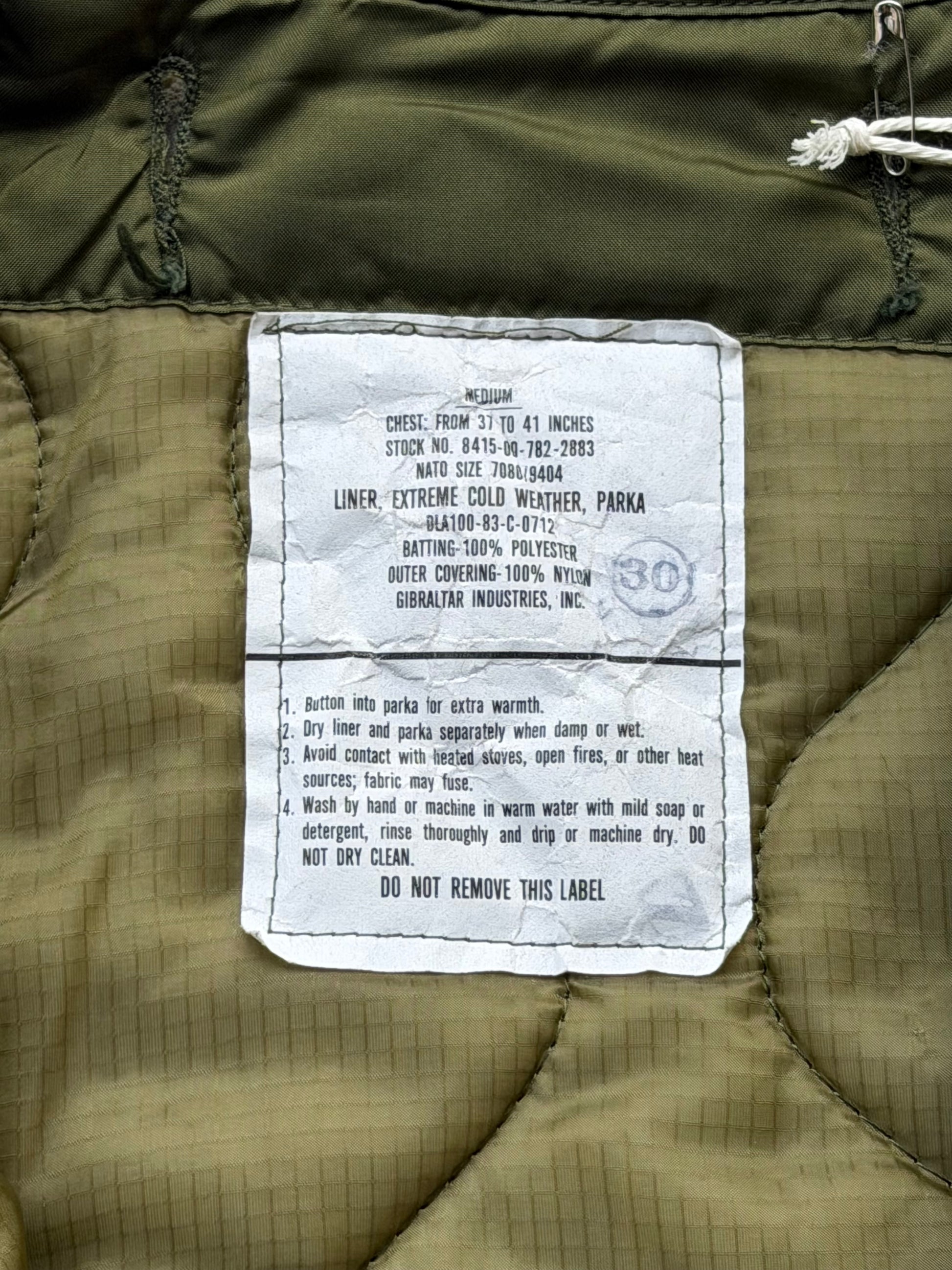 Vintage Military Parka Liner Jacket - L