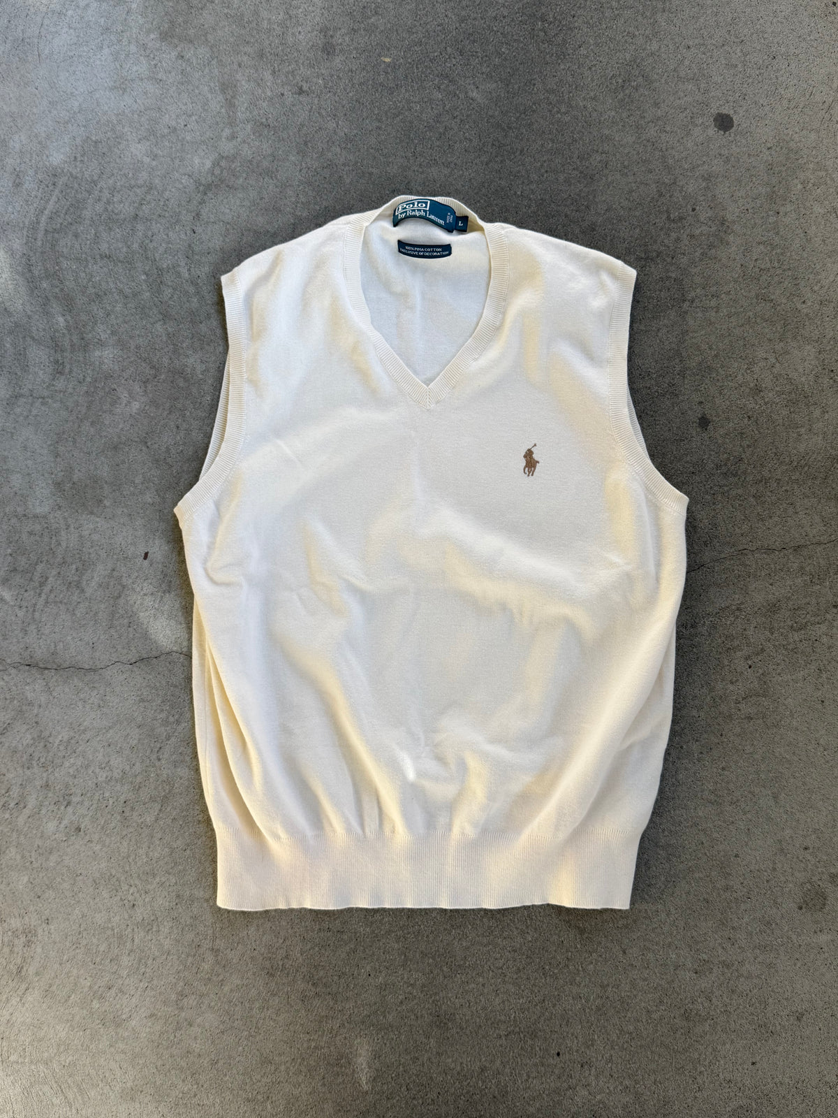 Vintage RL Knit Sweater Vest in CREAM - M