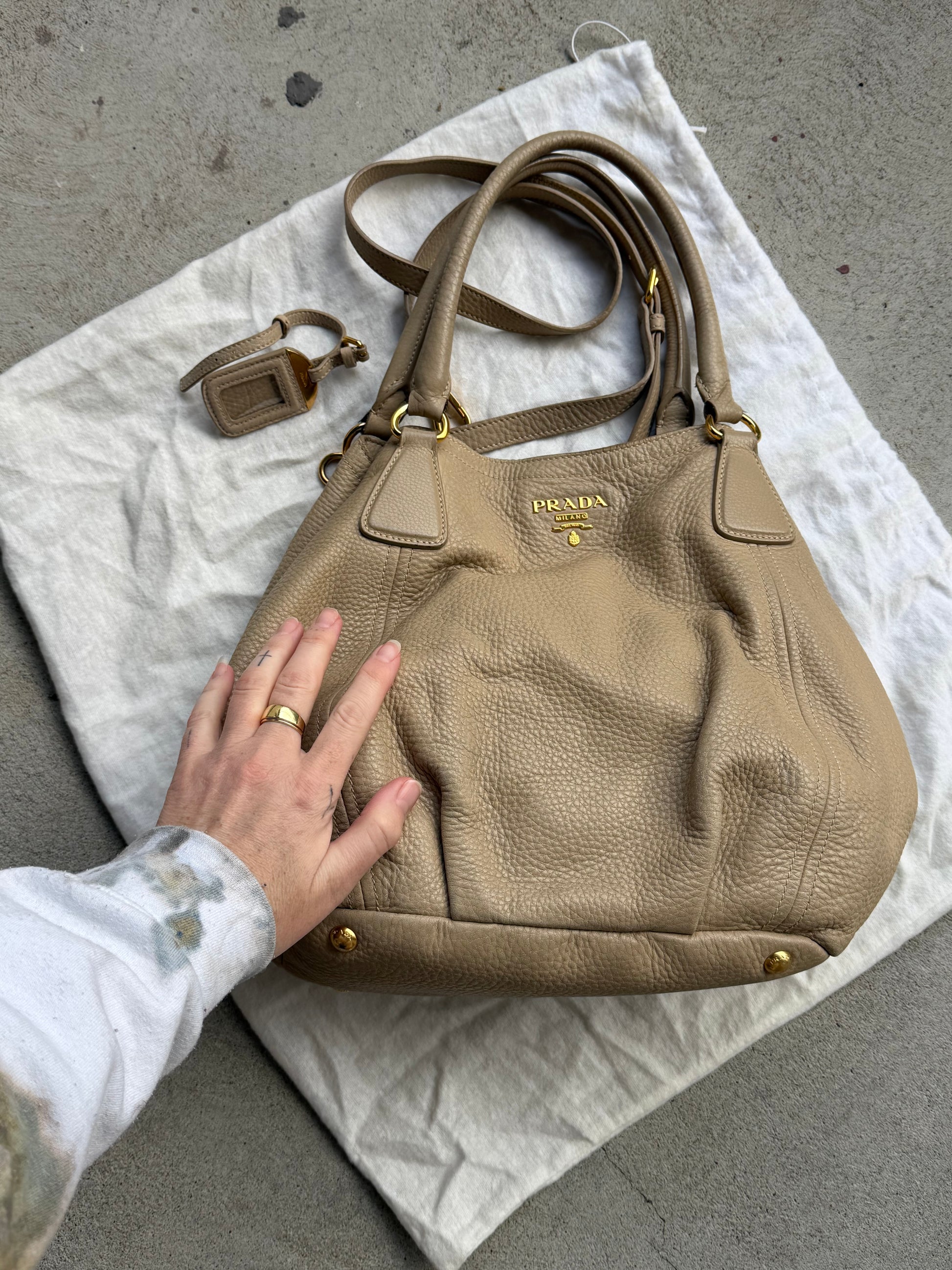 Preloved Prada 2-Way Handbag - Grey