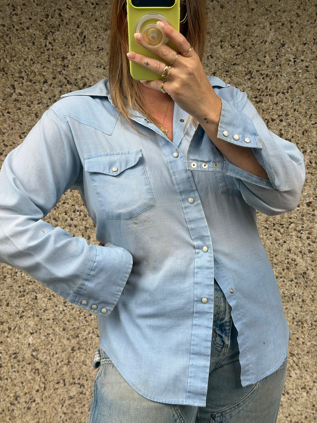 Vintage Western Snap Shirt in SKY - L