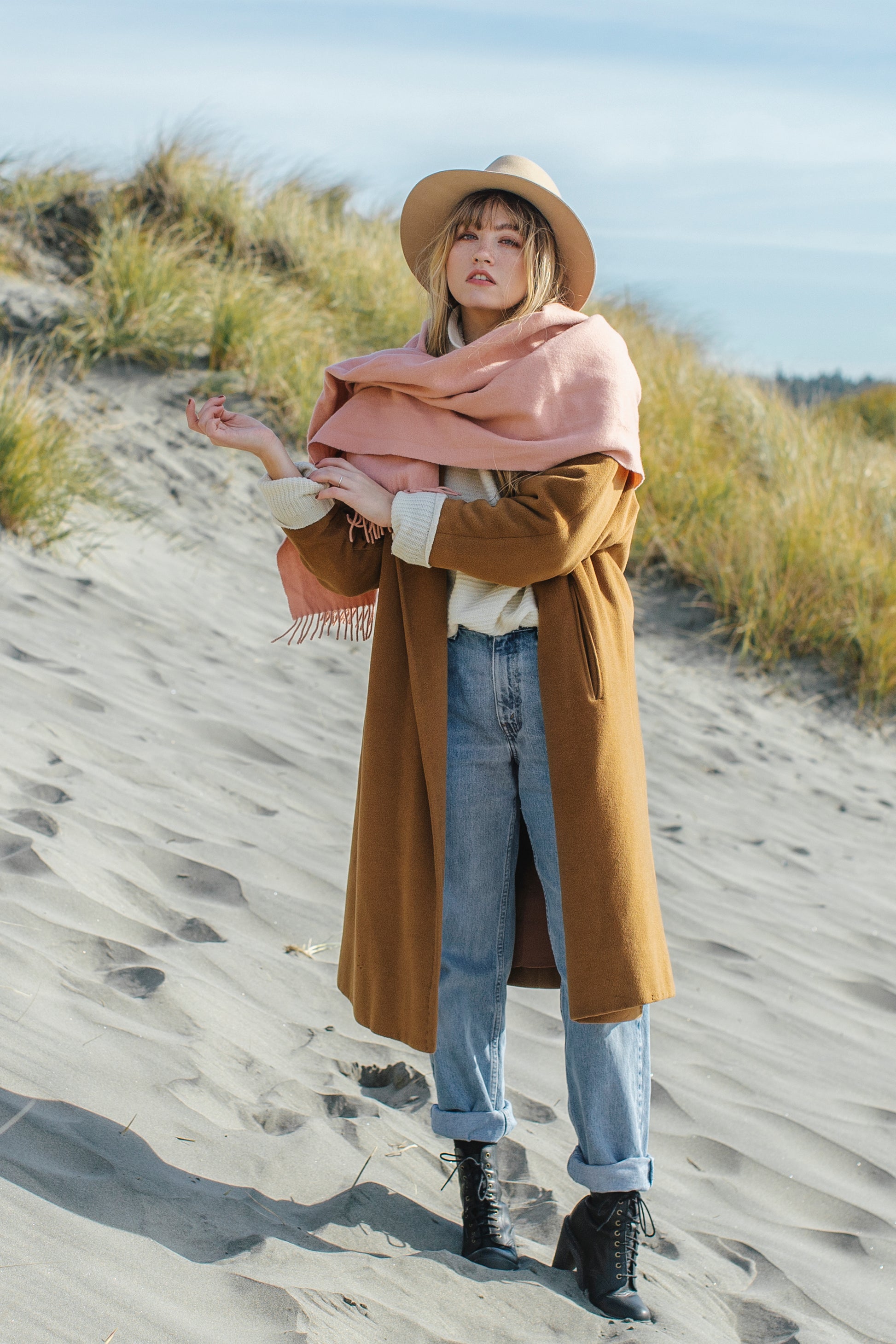 Vintage Wool Overcoat in Camel - S/M