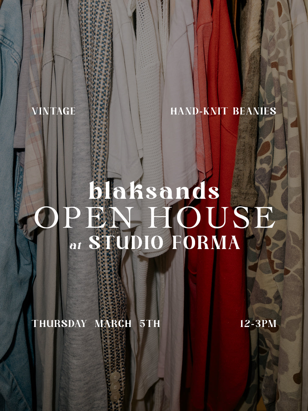 blaksands First Thursday's at Studio Forma - March 5th