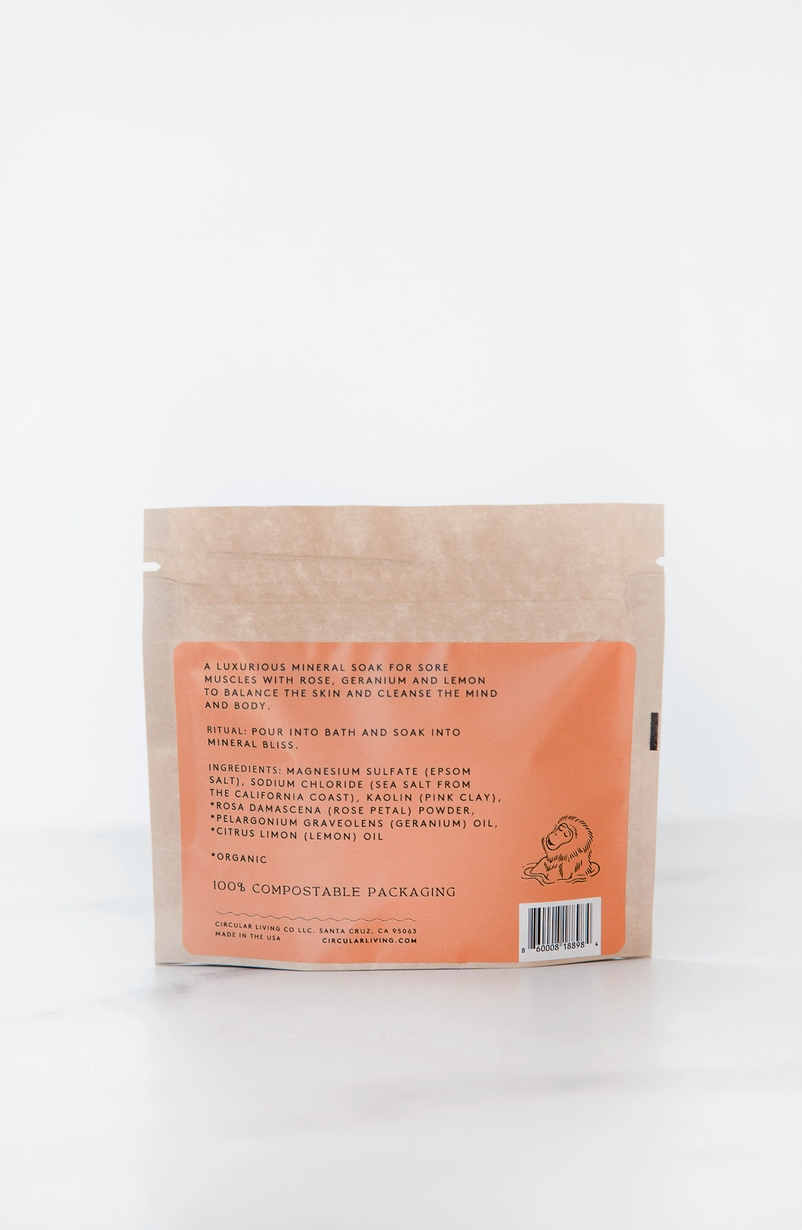 Circular Living Mineral Bath Soak Sachet, Rose Petal & Geranium