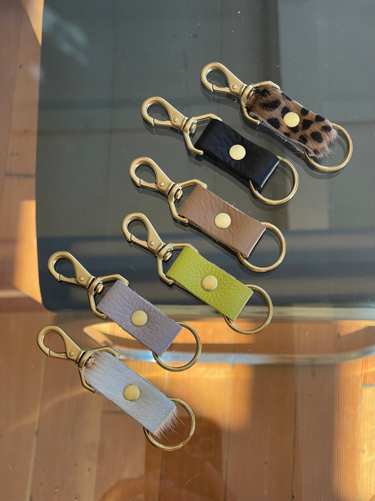 Primecut Cowhide Keychain in TAN TINY SPOTTED