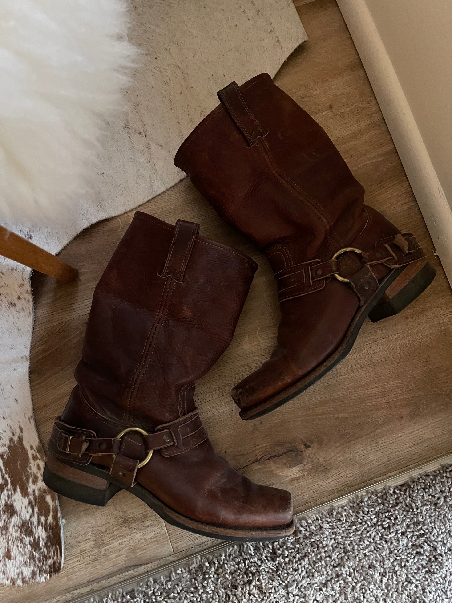 Frye belted harness boots on sale