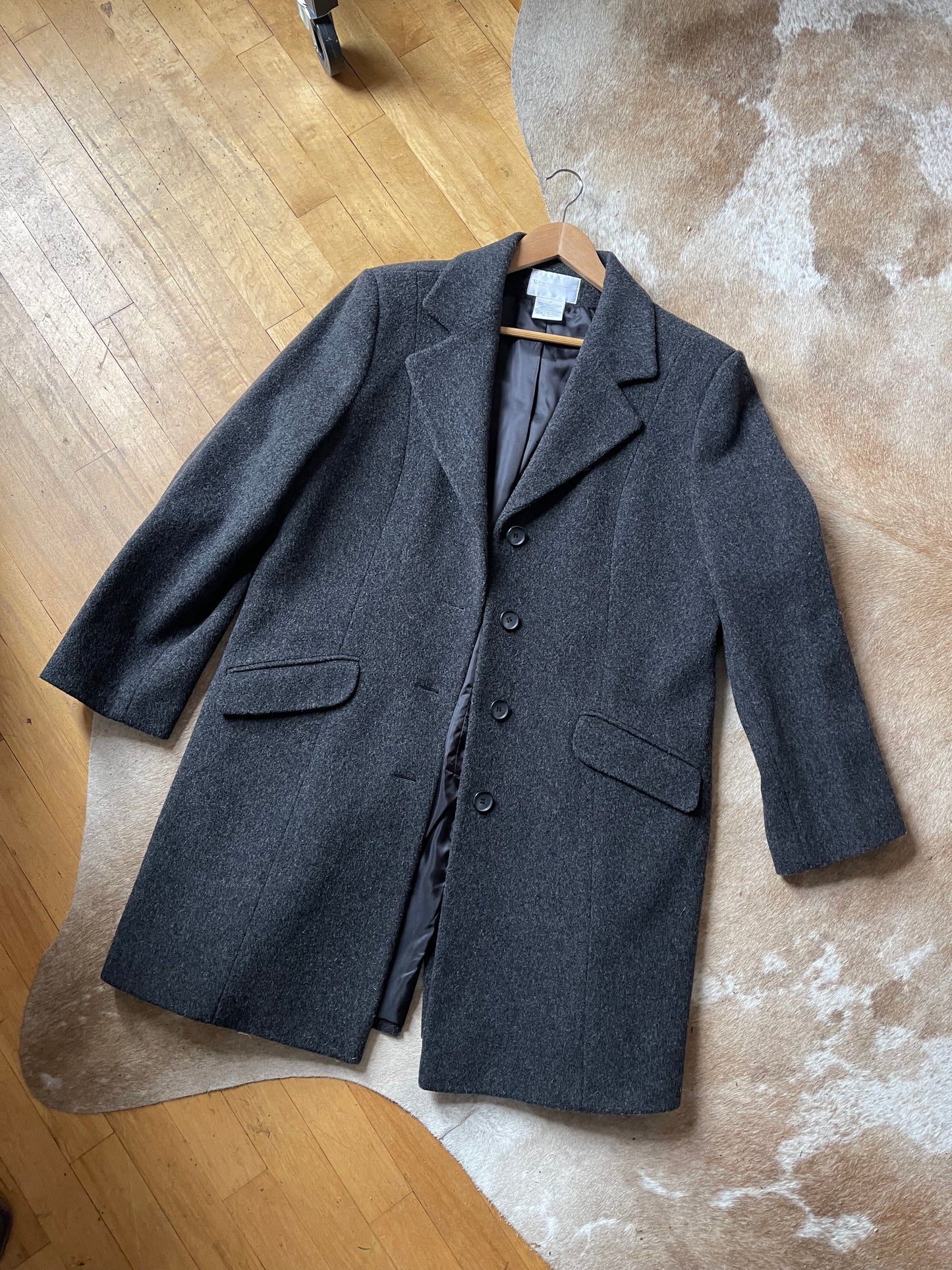 Vintage Grey Wool Overcoat - L/XL